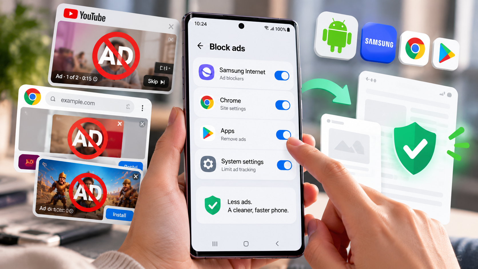 Android phone showing Chrome site notification controls and app permissions
