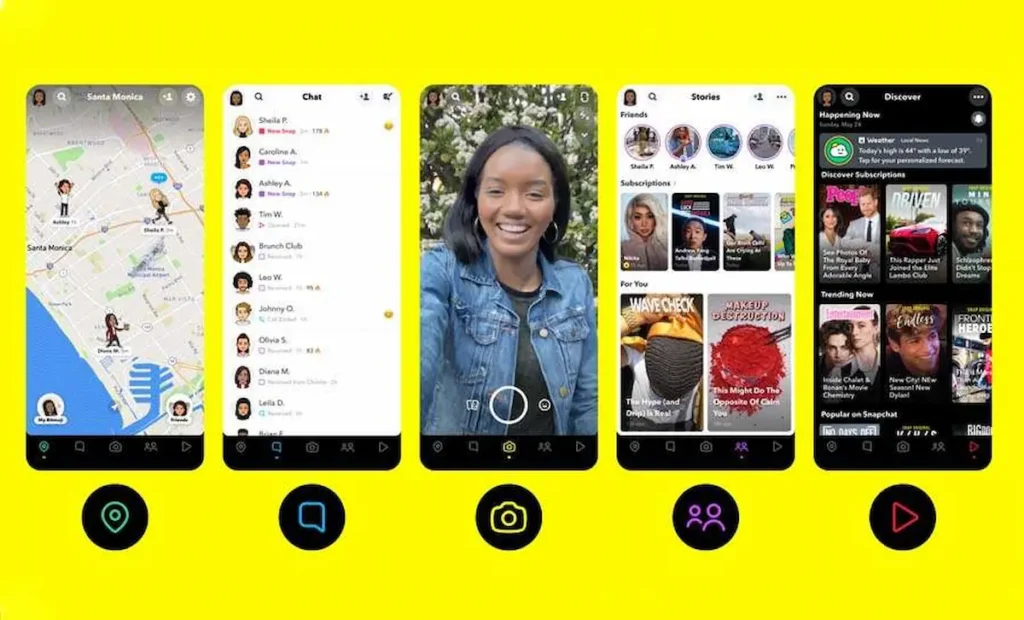 Екрани у SnapChat мають власний функціонал