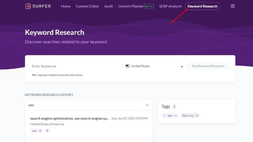 Surfer SEO – підбір ключів