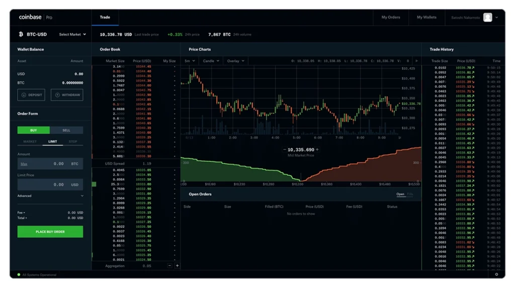 Coinbase Exchange - interface